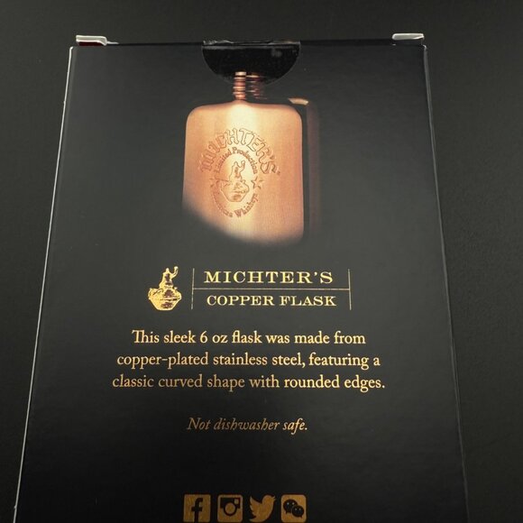 Michters Limited Production Copper-Plated Stainless Steel Flask 6 Oz Curved Desi - Picture 3 of 4